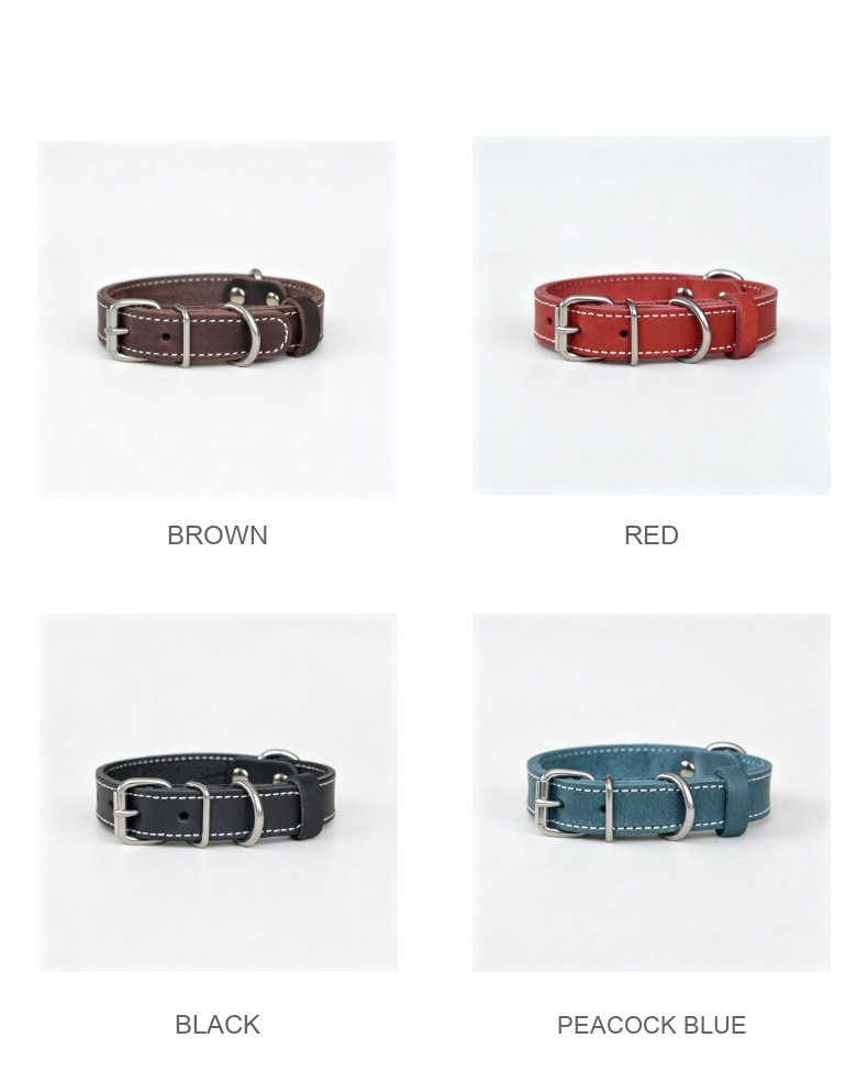 Leather Dog Collar with Stainless Steel Hardware – Classic Adjustable Pet Collar